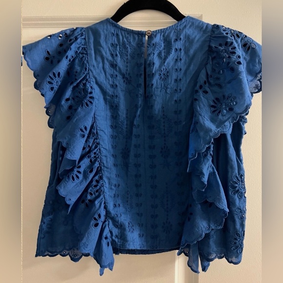 Sea New York NY Cropped Eyelet Ruffle Sleeve Top Blouse 0 - Picture 2 of 5